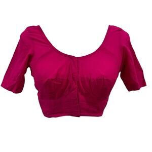 Vintage Handmade Saree Cotton Blouse In Fuchsia